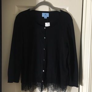 CeCe Cardigan w/ Lace Detail Sz L